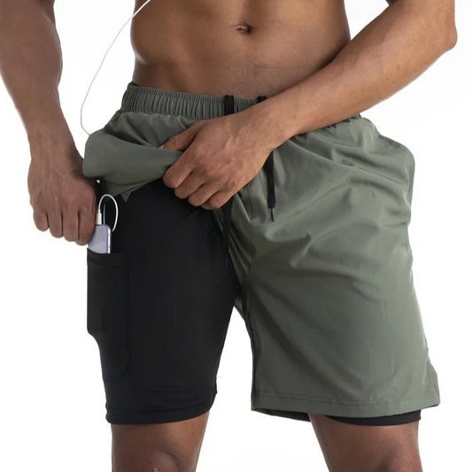 Men's Gym Shorts - 2-in-1 Quick Dry-Running Pants